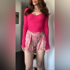 Pink & orange paisley shorts